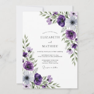Invitación Boda con floritura pintoresca púrpura