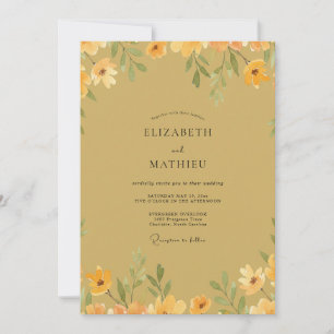 Invitación Boda con Follaje de Amapola Dorada