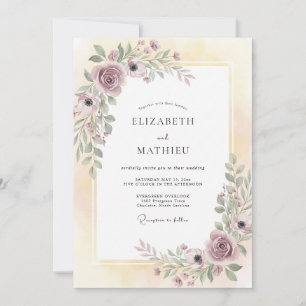 Invitación Boda con follaje de eucalipto púrpura polvoriento 