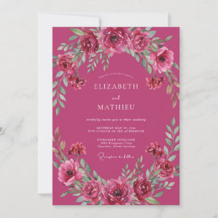 Invitación Boda con Follaje de Fruta Magenta