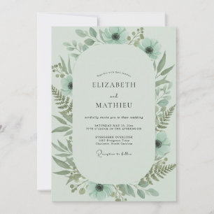 Invitación Boda con follaje de helecho celadón