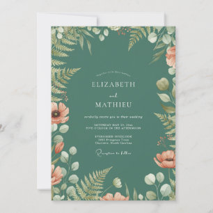 Invitación Boda con Follaje de Helecho Jade