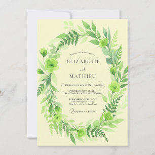 Invitación Boda con Follaje de Helecho Mantequilla