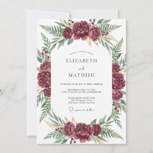 Invitación Boda con Follaje de Peonía de Frutas
