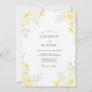 Invitación Boda con follaje de peonía y crema de mantequilla
