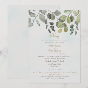 Invitación Boda con follaje de turquesa polvorienta incluido