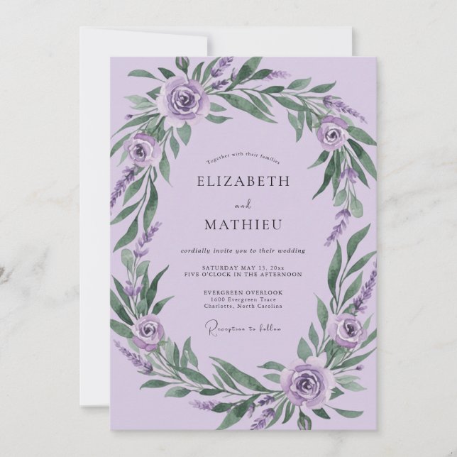 Invitación Boda con follaje frondoso de orquídea (Anverso)