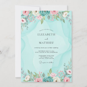 Invitación Boda con Follaje Pintado a la Menta