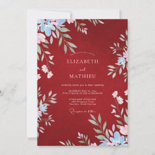 Invitación Boda con follaje pintado de óxido de pradera
