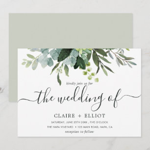 Invitación Boda con follaje verde de eucalipto