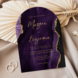 Invitación Boda con forma de arco de escritura chic de ágata