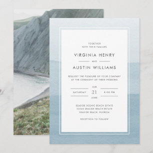 Invitación Boda con Foto Azul Polvoriento