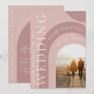 Invitación Boda con Foto de Arco Rosa Polvoriento Moderno