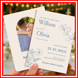 Invitación Boda con Foto de Flor Silvestre Azul Polvoriento