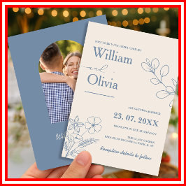 Invitación Boda con Foto de Flor Silvestre Azul Polvoriento