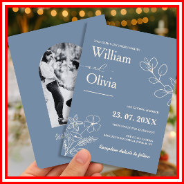 Invitación Boda con Foto de Flor Silvestre Azul Polvoriento