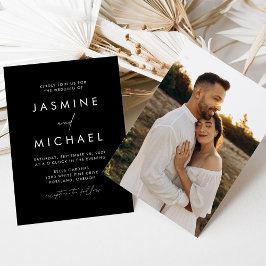 Invitación Boda con foto en blanco y negro con letra moderna