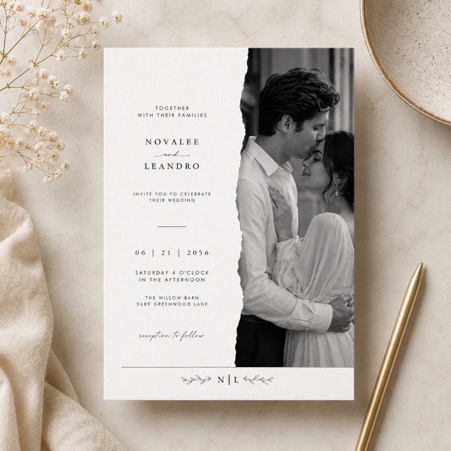 Invitación Boda con Foto en Blanco y Negro Moderna (Subido por el creador)