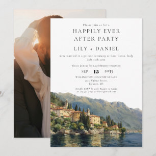 Invitación Boda con Foto en el Lago de Como Happily Ever Afte