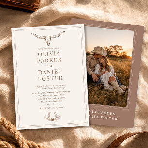 Invitación Boda con Foto Rústica Occidental