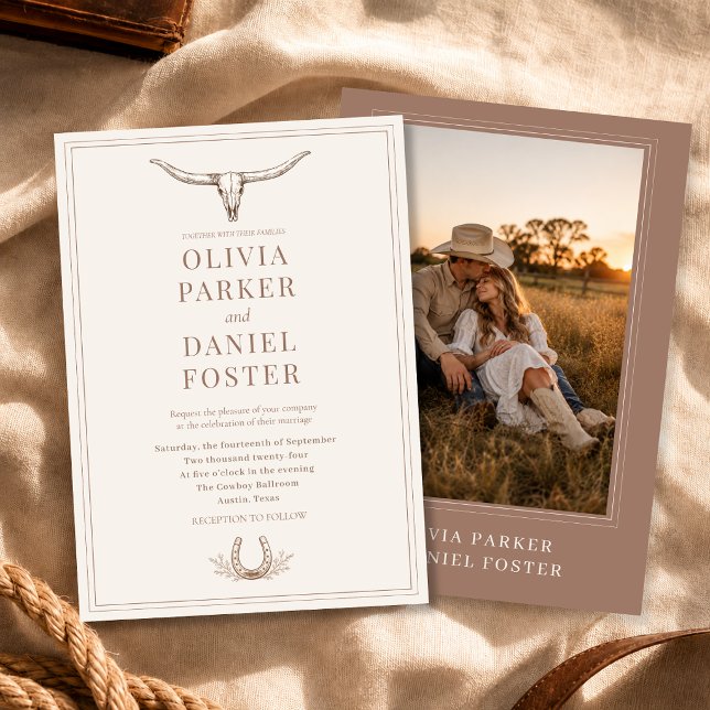 Invitación Boda con Foto Rústica Occidental (Subido por el creador)