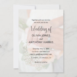Invitación Boda con Foto Superpuesta en Blanco y Negro Simple