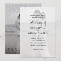 Boda con Foto Superpuesta en Blanco y Negro Simple