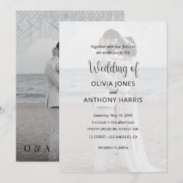 Invitación Boda con Foto Superpuesta en Blanco y Negro Simple