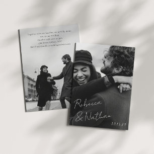 Invitación Boda con Fotos Únicas y Elegantes en Blanco y Negr