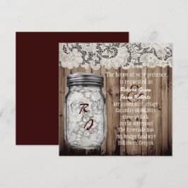 Invitación boda con frasco de mason de madera rústica occiden