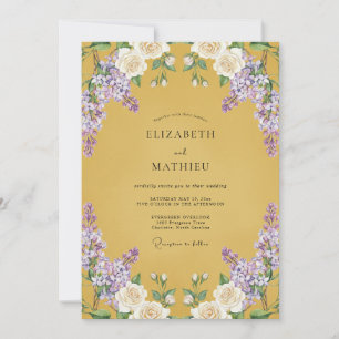 Invitación Boda con glicina púrpura y ocre