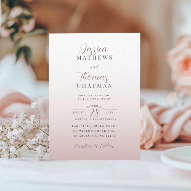 Invitación Boda con gradiente de rosa oro elegante (Subido por el creador)
