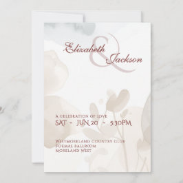 Invitación Boda con guión botánico romántico suave y elegante