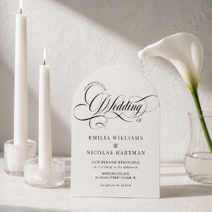 Invitación Boda con guión clásico en blanco y negro