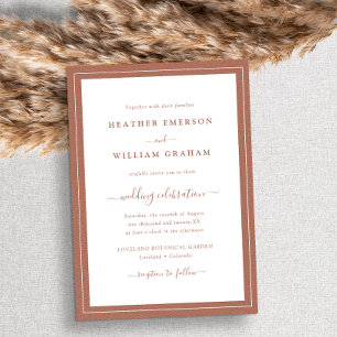 Invitación Boda con guión de terracota
