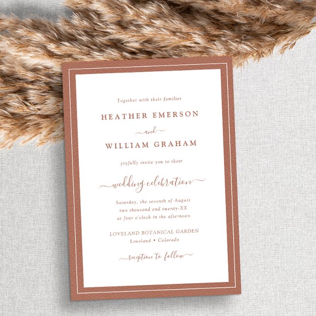 Invitación Boda con guión de terracota (Subido por el creador)
