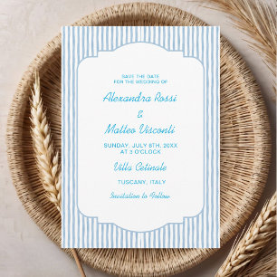 Invitación Boda con guión elegante ahorrar la fecha de rayas