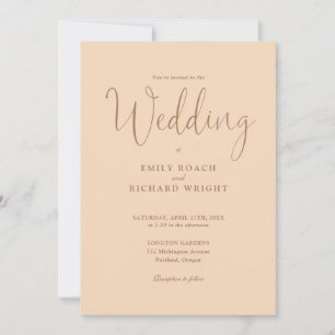 Invitación Boda con guion elegante de melocotón suave todo en