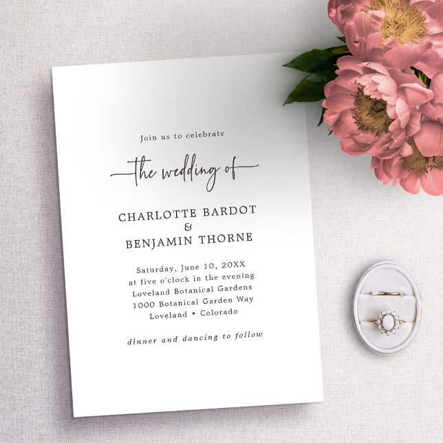 Invitación Boda con guión en blanco y negro (Subido por el creador)