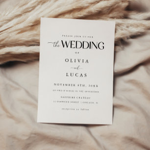 Invitación Boda con guión en blanco y negro con clase