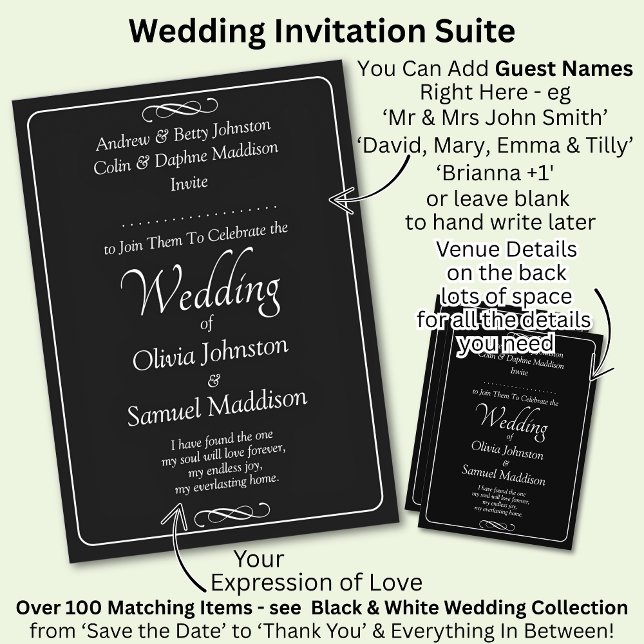 Invitación Boda con guión en blanco y negro con scroll infini (Subido por el creador)