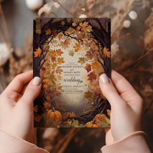 Invitación Boda con guión floral boho de calabaza