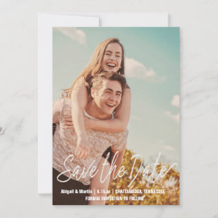 Invitación Boda con guión informal, foto para guardar la fech