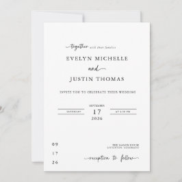 Invitación Boda con guión minimalista