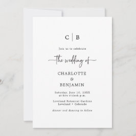 Invitación Boda con guión minimalista moderno de foto