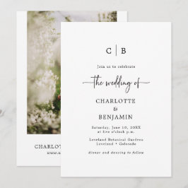 Invitación Boda con guión minimalista moderno de foto