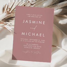 Invitación Boda con guión minimalista moderno Dusty Rose