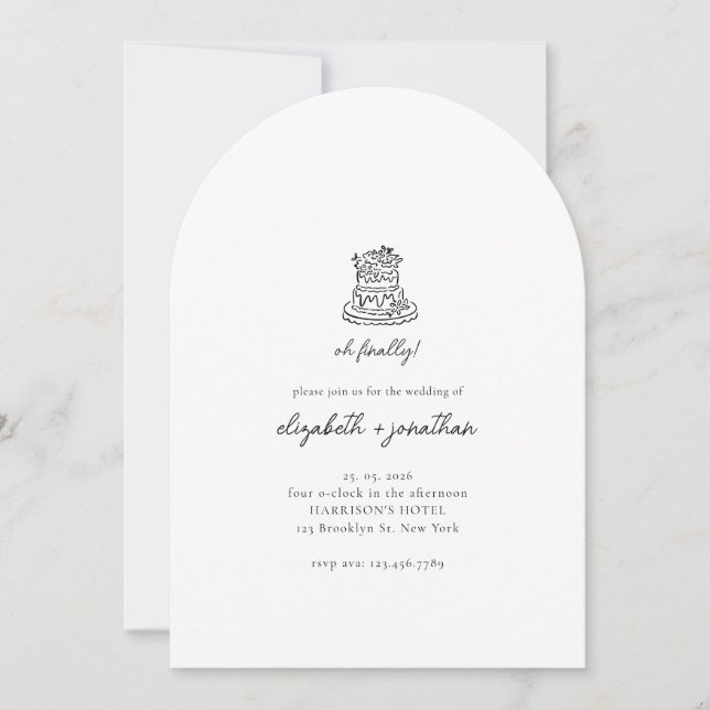 Invitación Boda con guión minimalista Oh Finalmente (Anverso)