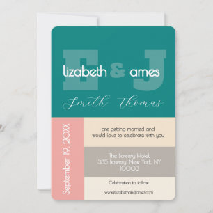 Invitación Boda con guión moderno azul verde transformador