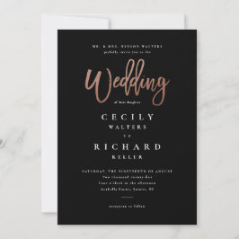 Invitación Boda con guión moderno en oro rosa